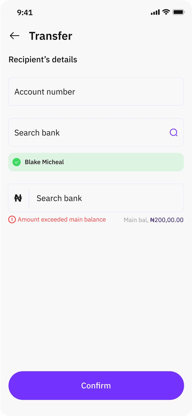 Corve Transfer Screen